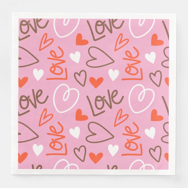 Scribbled Love Hearts Paper Napkin (Front)