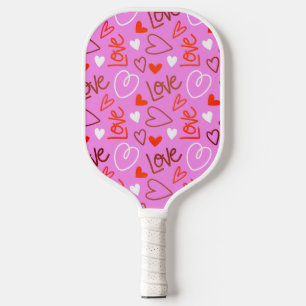 Scribbled Love Hearts Pickleball Paddle