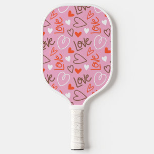 Scribbled Love Hearts Pickleball Paddle