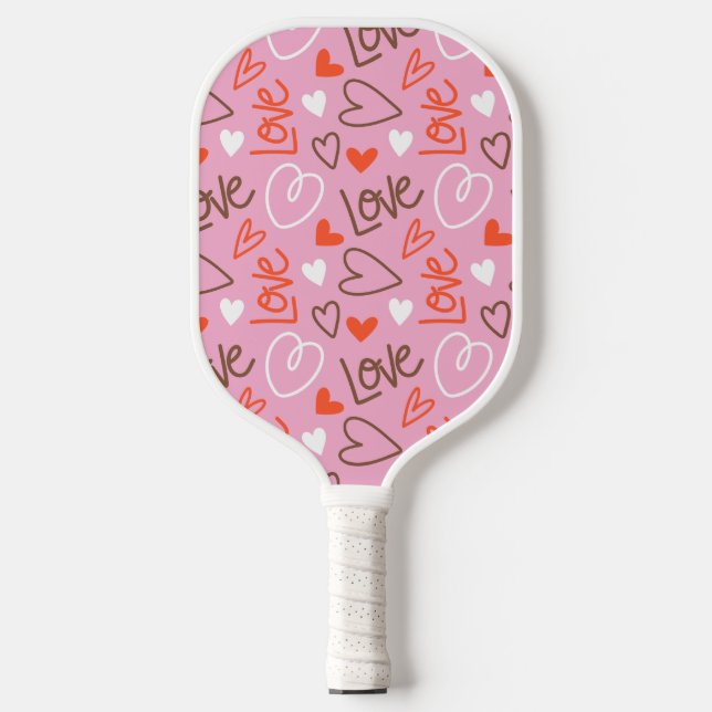 Scribbled Love Hearts Pickleball Paddle (Front)