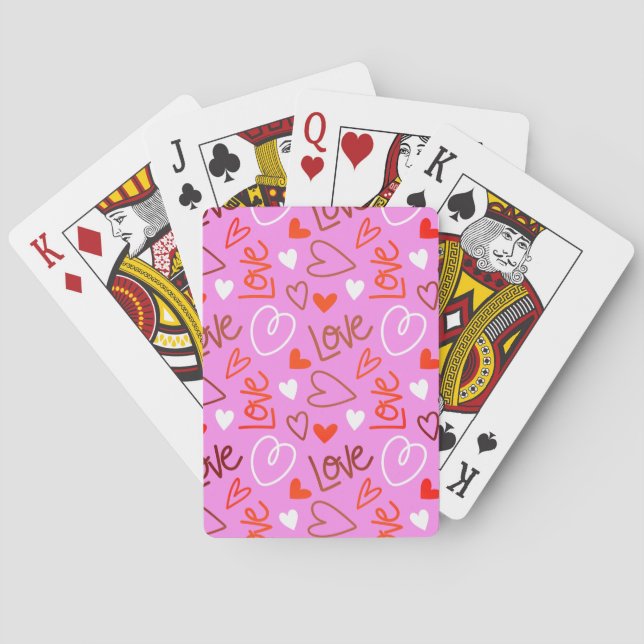 Scribbled Love Hearts Playing Cards (Back)