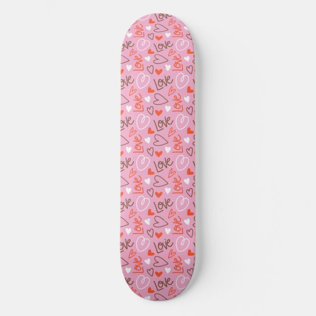 Scribbled Love Hearts Skateboard (Front)