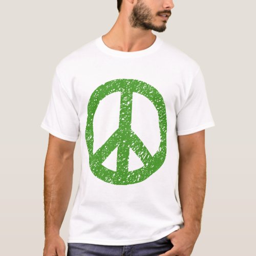 Scribbled Peace Symbol _ Avocado T_Shirt