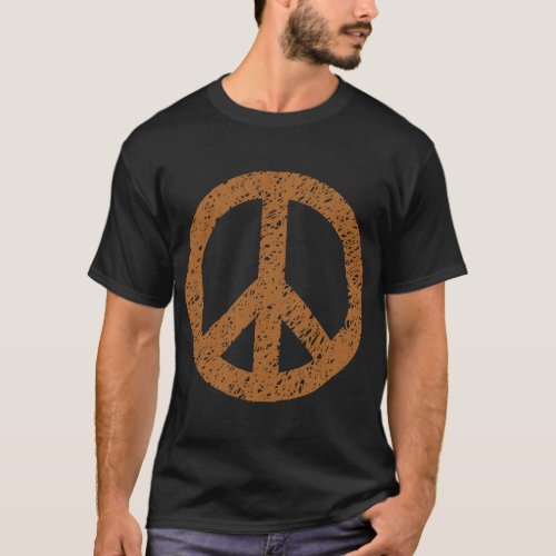 Scribbled Peace Symbol _ Brown T_Shirt