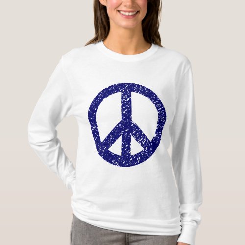 Scribbled Peace Symbol _ Deep Navy T_Shirt