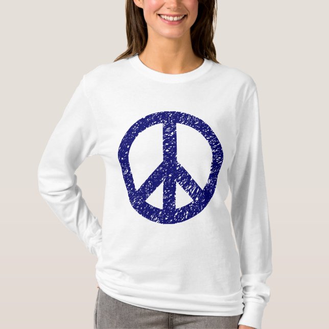 Scribbled Peace Symbol - Deep Navy T-Shirt (Front)