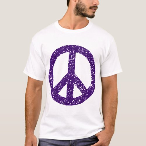 Scribbled Peace Symbol _ Dp Purple T_Shirt