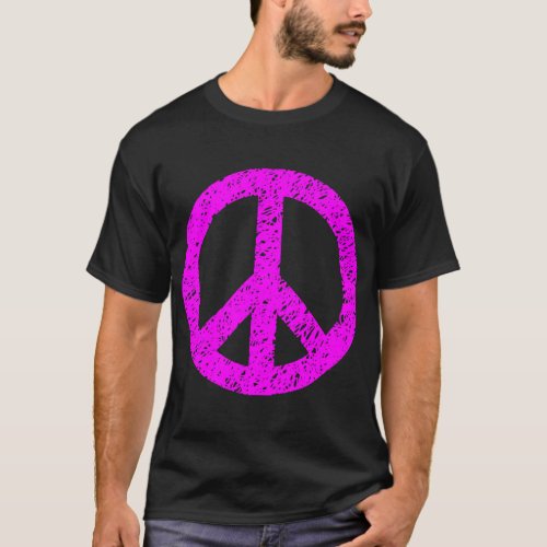 Scribbled Peace Symbol _ Magenta T_Shirt