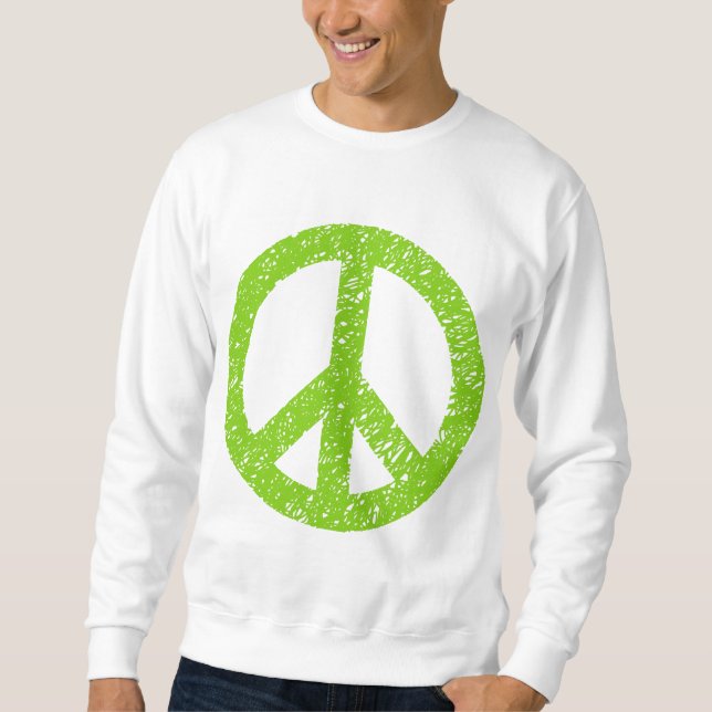 Scribbled Peace Symbol - Martian Green Sweatshirt (Front)