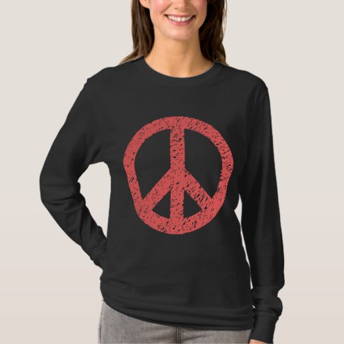 Scribbled Peace Symbol _ Tropical Pink T_Shirt