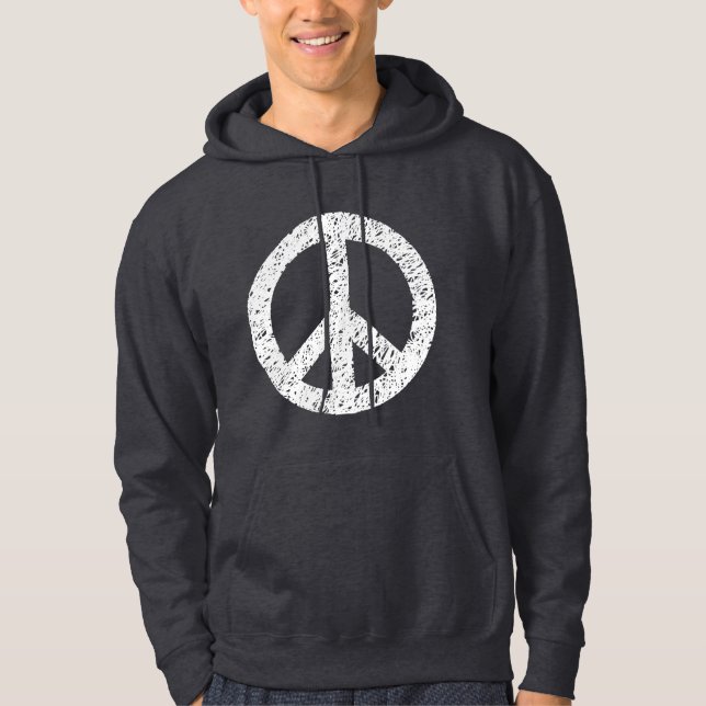 Scribbled Peace Symbol - White Hoodie (Front)