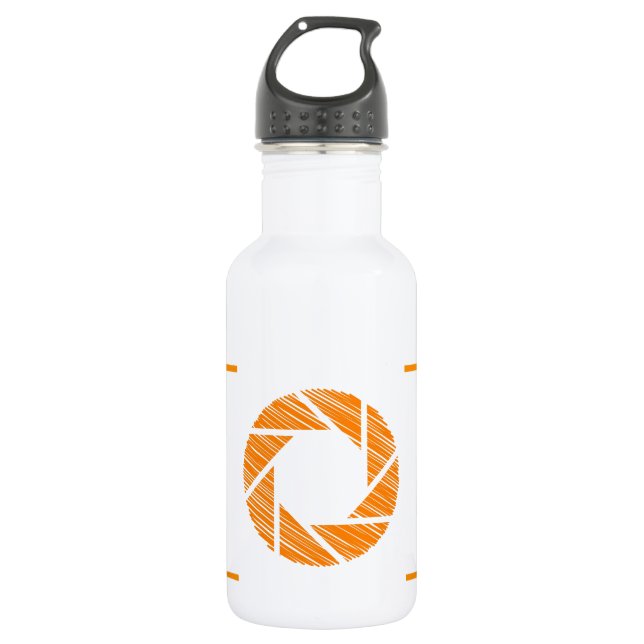 Scribbled photography aperture water bottle (Front)