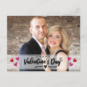 Scribbled Red Pink Hearts Valentine's Day Photo Holiday Postcard