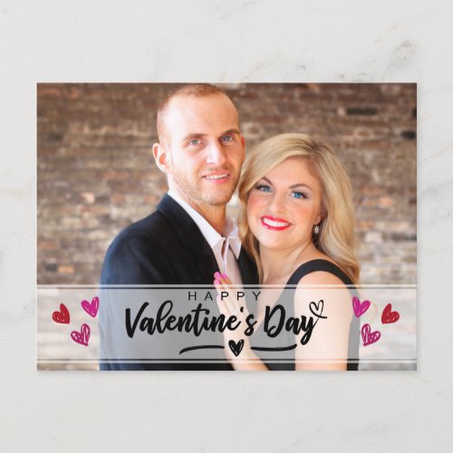 Scribbled Red Pink Hearts Valentines Day Photo Holiday Postcard