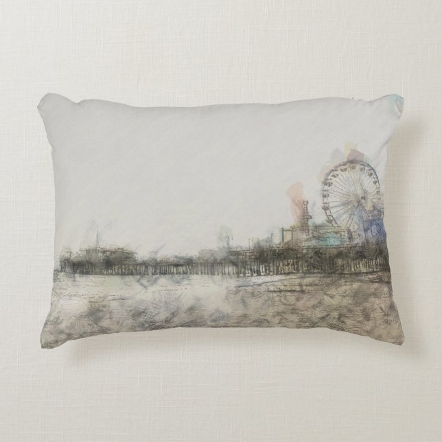 Scribbled Santa Monica Pier Accent Pillow (Front)