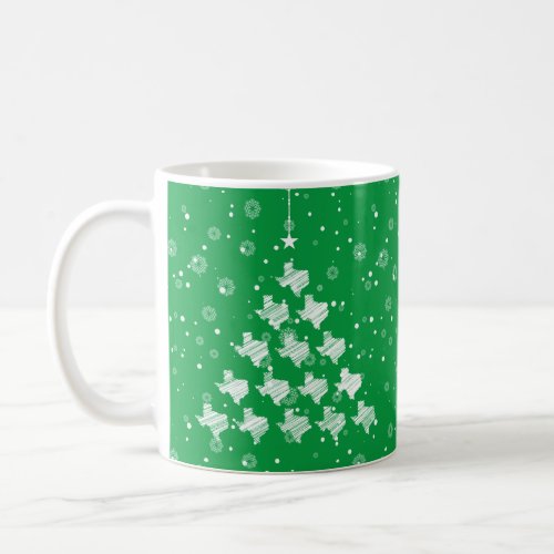 Scribbled Texas Christmas Tree on Green Coffee Mug
