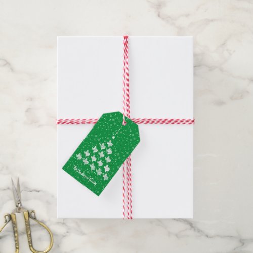 Scribbled Texas Christmas Tree on Green Gift Tags