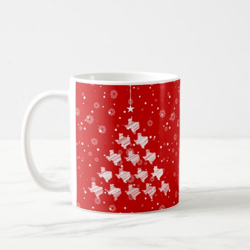 Scribbled Texas Christmas Tree on Red Coffee Mug