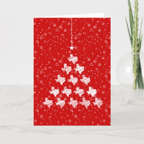 Scribbled Texas Christmas Tree on Red Holiday Card