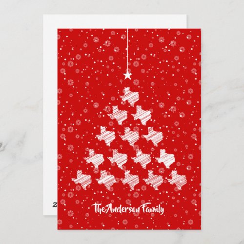 Scribbled Texas Christmas Tree on Red Holiday Card