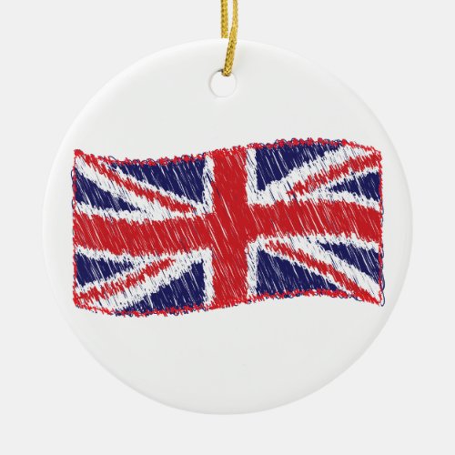 Scribbled Union Flag Ceramic Ornament