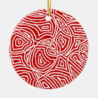 Scribbleprint Circle Ceramic Ornament