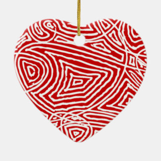 Scribbleprint Heart Ceramic Ornament