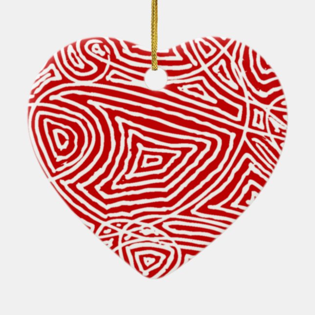 Scribbleprint Heart Ceramic Ornament (Back)