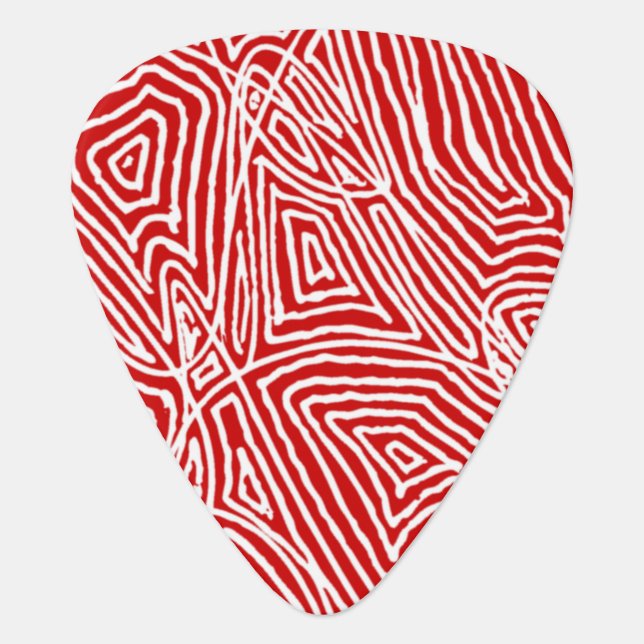 Scribbleprint - Red Guitar Pick (Front)