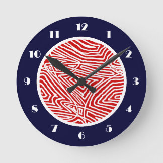 Scribbleprint Red Round Clock