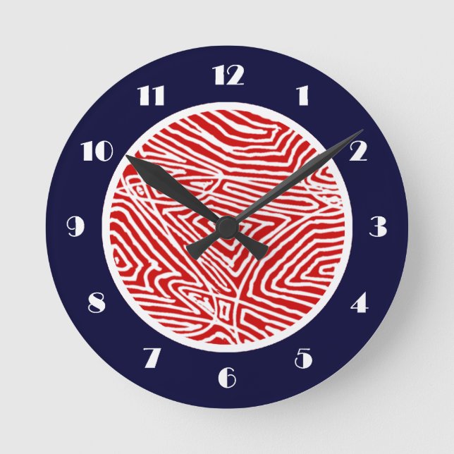 Scribbleprint Red Round Clock (Front)