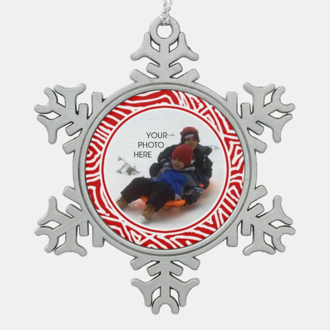 Scribbleprint Snowflake Pewter Christmas Ornament (Front)