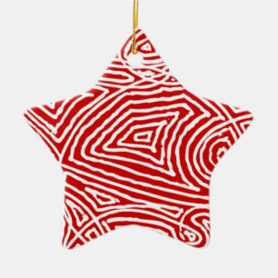 Scribbleprint Star (One Sided) Ceramic Ornament