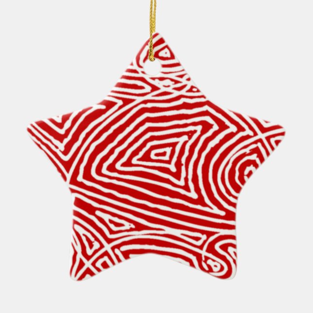 Scribbleprint Star (One Sided) Ceramic Ornament (Front)