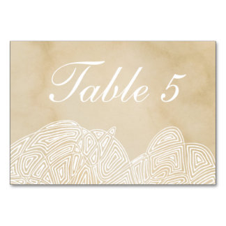 Scribbleprint Waves on Parchment Table Number