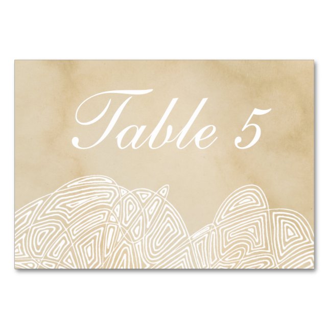Scribbleprint Waves on Parchment Table Number (Front)