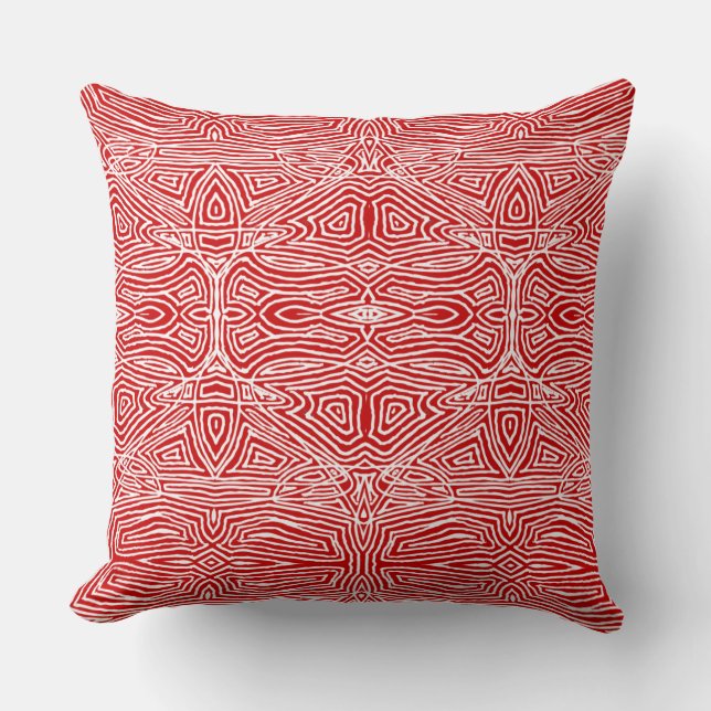 Scribbleprints Red Throw Pillow (Front)