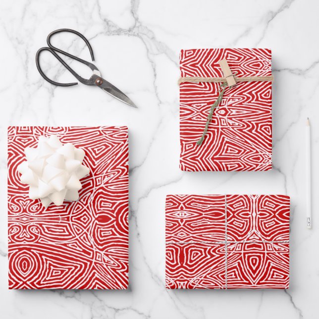 Scribbleprints Red Wrapping Paper Sheets (Front)