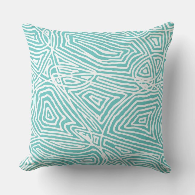 Scribbleprints Teal Throw Pillow (Front)