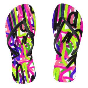 Scribbles in Colors Flip Flops