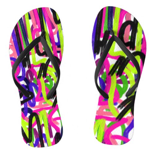 Scribbles in Colors  Flip Flops