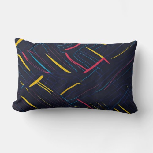 Scribbles of Yellow And Red Lumbar Pillow