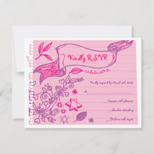 SCRIBBLES on NOTEPAPER Bat Bat Mitzvah Reply Card