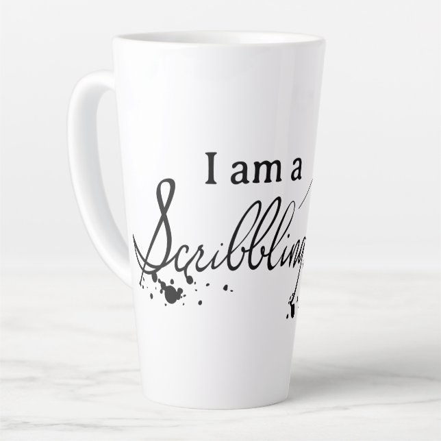 Scribbling Woman Latte Mug (Left Angle)