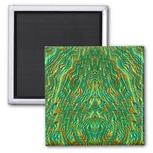 Scribbly Green and Gold Pattern  Magnet
