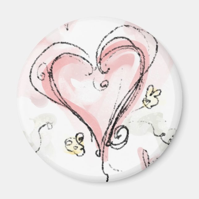 Scribbly Pink Heart Magnet (Front)