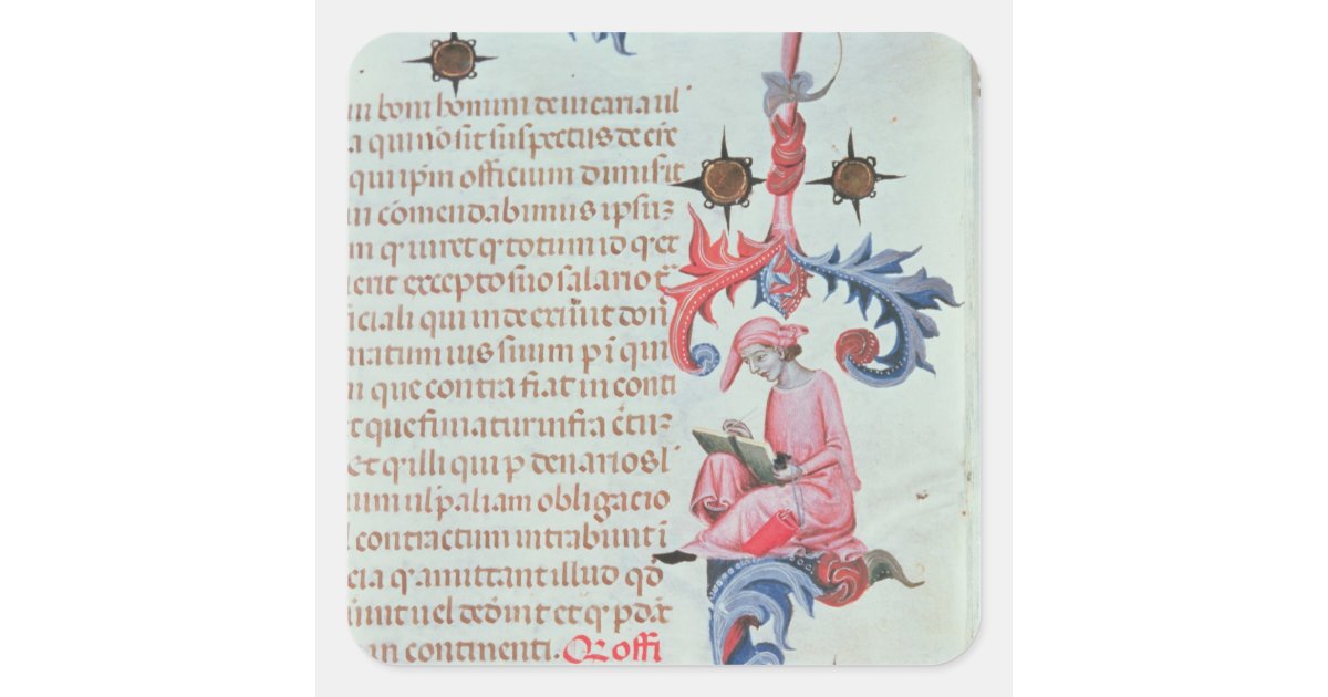 Scribe or chronicler, possibly a self portrait of square sticker | Zazzle