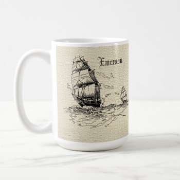 Scrimshaw Design Sailing Ship Coffee Mug by elizme1 at Zazzle