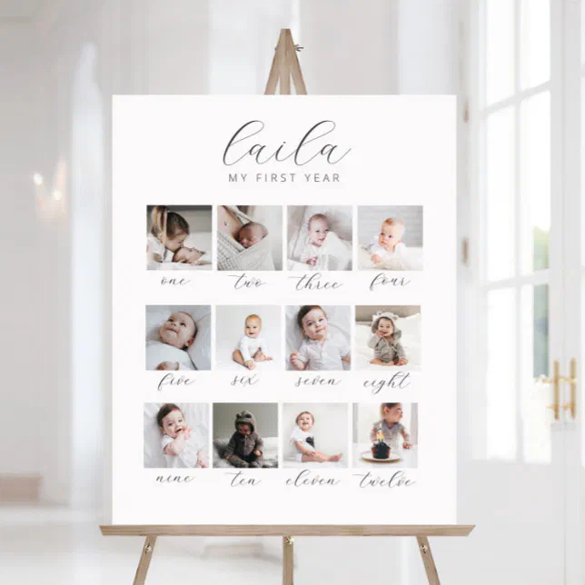 Script 1st Year 12 Photo Collage Months Foam Board | Zazzle