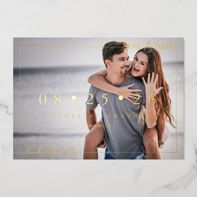 Script 2 Photo | Save The Date Foil Invitation (Front)